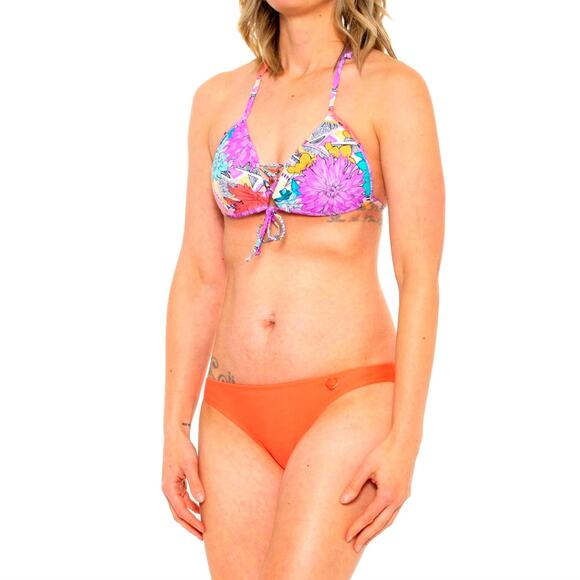 Body Glove Baby Love Bikini Top & Smoothies Basic Bottom Sz Large Orange Floral - Picture 4 of 16